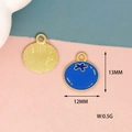 Detailed view of 13mm blueberry enamel charms with gold-plated textured backs for DIY - Blueberry (19)
