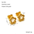 Pendientes de estrella en acero inoxidable bañado en oro 18K con circonitas No.963 - Circonita Blanca