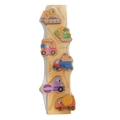 Wooden construction vehicle peg puzzle for toddlers with six colorful machine inserts - Engineering Vehicles