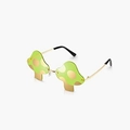 Fashionable green mushroom-shaped sunglasses with yellow polka dots and gold metal frame - Green with Gold Mirror