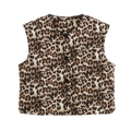Dettaglio del gilet con stampa leopardata, scollo a V e chiusura con bottoni - S / Animal Print