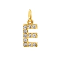 Gold plated pearl necklace with letter E pendant and white zircon stones - Letter E Pendant / Gold