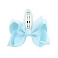 Cute light blue grosgrain ribbon bow hair clip for girls with durable metal back - Light Blue