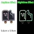 Luminous popsicle embroidery patch showing glow-in-the-dark effect and daytime view - Popsicle Style (GZ-05548-11) / 5.6cm x 5.9cm