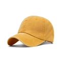 Detail of yellow washed cotton baseball cap showing stitching and fabric texture - Adjustable Kids Size (52-55cm) / Wheat