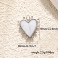 Detail shot of silver heart pendant with white enamel inlay and beaded edge details - Silver White Pearlized Heart