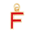 Golden metal letter F pendant with vibrant red enamel inlay for custom necklaces - Red - Letter F