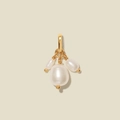 Golden pendant featuring three irregular white freshwater pearls on a neutral background - Pearl Pendant