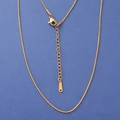 Detail of gold stainless steel snake chain necklace with lobster clasp and S.Steel tag - 1mm 45+5cm / Gold