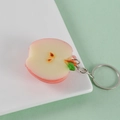 Mini-PVC-Apfel-Schlüsselanhänger in Rosa mit grünem Blatt und silbernem Schlüsselring - Apfel - Schlüsselanhänger