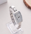 Silver square watch for women with stainless steel chain strap and white Roman dial - Square White Dial Roman Index Style (WT086)