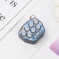 Blue mini mole whack game keychain with cartoon seal buttons and a metal bead chain - English Packaging / Black