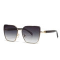 Square metal frame sunglasses with gradient grey lenses and gold-tone rhinestone accents - Grey Green