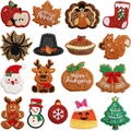 Toppe ricamate a tema festivo con disegni glitterati per Natale e il Ringraziamento - Set da 17 pezzi Set G