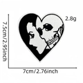 Punk style skull and face embroidery heart patch with 7.5cm x 7cm size dimensions - Skull Face Heart Patch 11#
