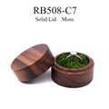 Walnut wood ring box with solid lid and green moss interior for wedding ceremonies - Solid Lid - Moss Lining