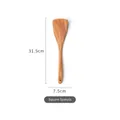 31.5cm Teak wood square spatula with long handle and natural grain for cooking - Square Spatula