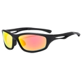 Polarized sports sunglasses with matte black frame and orange-gold gradient lenses - Matte Black Frame Red Mirrored Lens