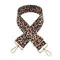 Close-up of leopard print replacement bag strap with golden metal swivel hooks - Cream Yellow Leopard (Style 6)