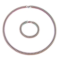 Conjunto de collar y pulsera de cadena cubana arcoíris en acero inoxidable para hombre - Juego de Collar y Pulsera Color Arcoíris (KS141233-Z)