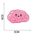Close-up of pink cloud cartoon embroidery patch with 5cm x 3cm size measurements - No.6 (Pink Cloud)