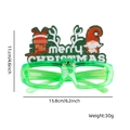 Green LED Christmas glasses with Santa and chimney felt motifs and size dimensions - Christmas Glasses Style G