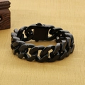 Bracelet gourmette noir brillant pour homme avec un fermoir à rabat robuste et chic - Plaqué Noir (KB136711-BD)