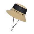 Cappello outdoor kaki con rete nera traspirante e sottogola regolabile - Cachi