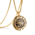 Punk-Stil Edelstahl Halskette mit goldenem Auge des Horus Anhänger für Herren - Plattierte Kette / Gold