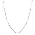 Minimalistische 1,5mm Silber-Titankette mit fünf weißen Emaille-Perlen Akzenten - Silberkette Weiße Perle (KN232247-Z) / 45cm