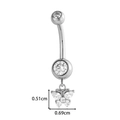 Silver G23 titanium belly ring with cubic zirconia and a dangling butterfly pendant - Silver Butterfly Pendant Style (T2530-2#Silver)
