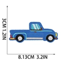 Patch brodé camion bleu détaillé avec dimensions 8,13x3cm pour décoration de vêtements - Camion plateau bleu (W9KC-07-08)