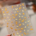 Autumn ginkgo leaf nail art stickers M-1247 with gold foil and calligraphy accents - Colorful Gold Ginkgo Leaf with Jelly Glue (M-1247)