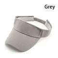 Adjustable grey sun visor hat with curved brim and premium canvas texture for women - Gray