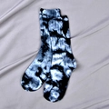 Tie-dye mid-calf cotton socks featuring black and white cloud patterns for women - Black