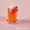 Mini fruit cake keychain with toast design, cream, and citrus fruits topper, 5.5cm tall - Red Cream with Pink Phone Strap
