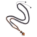 Collar retro de piedra de lava y ojo de tigre con cordón trenzado ajustable - Collar de Ojo de Tigre