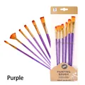 6-piece purple nylon paint brush set with golden ferrule for acrylic and watercolor - 7Pcs Purple Plastic Handle HB96Z / Purple