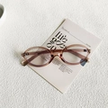 Occhiali da sole ovali piccoli ambra di tendenza con lenti viola anti-luce blu - Lente Bianca Champagne