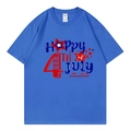 Blue Fourth of July heart T-shirt with Happy 4th of July print in XL size - Royal Blue 1 / XS