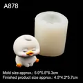 Stampo in silicone 3D a forma di papera per candele e gesso con misure dettagliate - 1# Anatra che Dorme / Trasparente