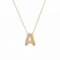 Elegante collana con pendente a lettera 'A' placcata in oro con zirconi scintillanti - Lettera A