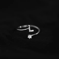 Adjustable silver letter L ring with shimmering pave crystals and a single solitaire diamond - Letter L