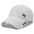 White quick-dry baseball cap with extended brim and laser-cut NY embroidery - Adjustable / White