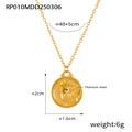 Titanium steel Leo zodiac necklace with embossed lion star pendant in gold finish - Leo / Gold