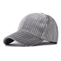 Close-up of deep gray corduroy baseball cap texture with six-panel structure - Adjustable / Light Gray