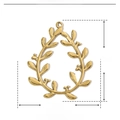 Detailed view of golden leaf wreath stainless steel pendant with 28mm by 23mm dimensions - YE194-Gold Leaf Wreath