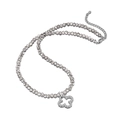 Elegante collana in argento S925 con catena di perline grigie e pendente a quadrifoglio - Argento 925 / Oro Bianco Quadrifoglio Traforato (DY190993)