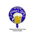 Deep blue round Father's Day foil balloon featuring a beer mug and star motifs - Round Beer Mug