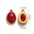Oval red natural stone pendant with gold stainless steel bezel and 19x12mm dimensions - Large-Red